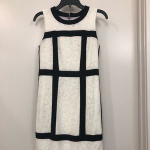 McGinn white lace dress with black ribbon details